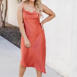 Pink Lily Look Back On Tonight cowl neck dress